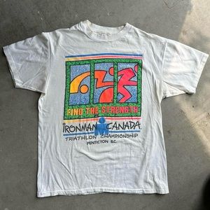 Vintage 90s Ironman Canada marathon triathlon tee